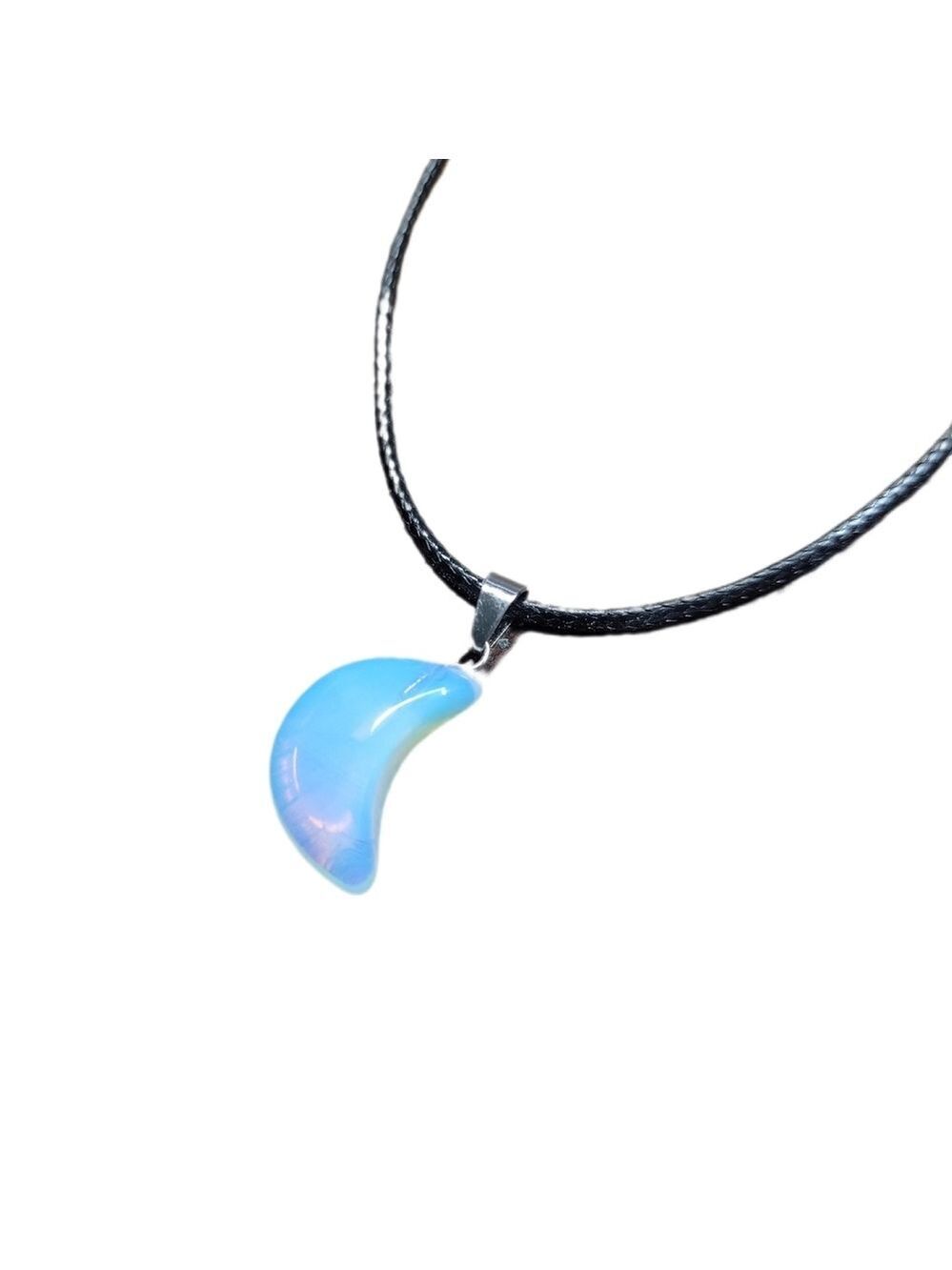 Hand Crafted Opalite Crescent Moon Pendant Necklace
